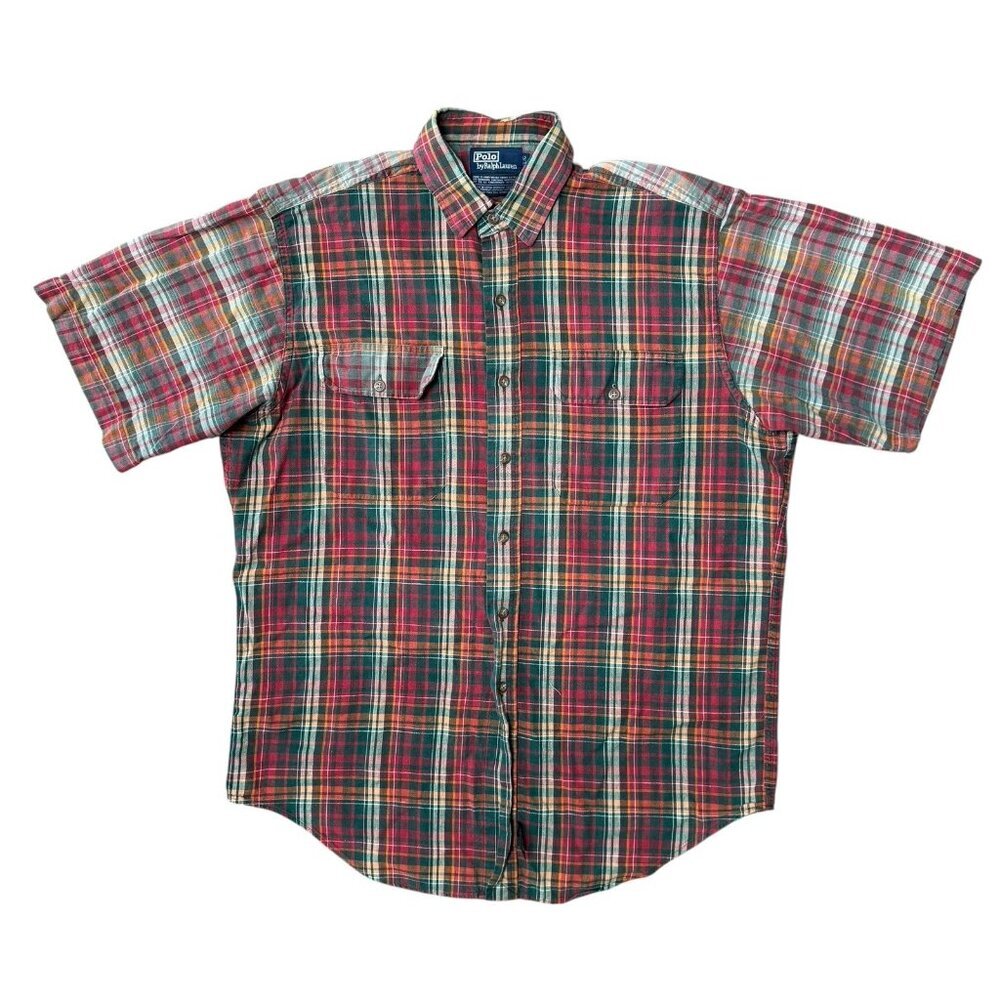 Polo Ralph Lauren Shirt Mens Large Indian Hunter Plaid Button Short Sleeve
